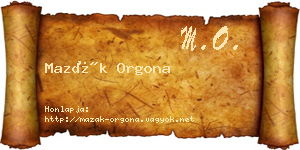 Mazák Orgona névjegykártya